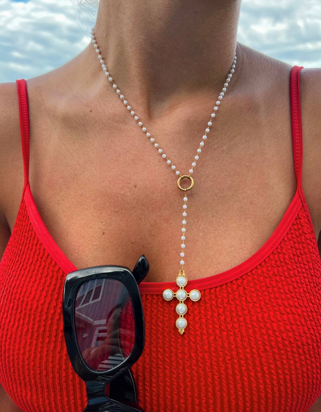 Pearl cross necklace