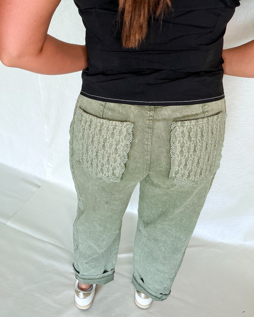 Laced in Olive Jeans
