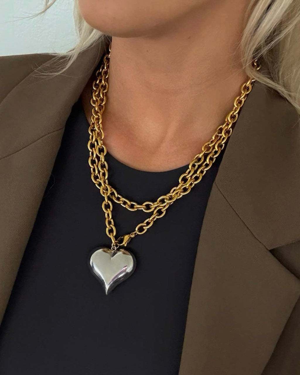 Two toned heart necklace