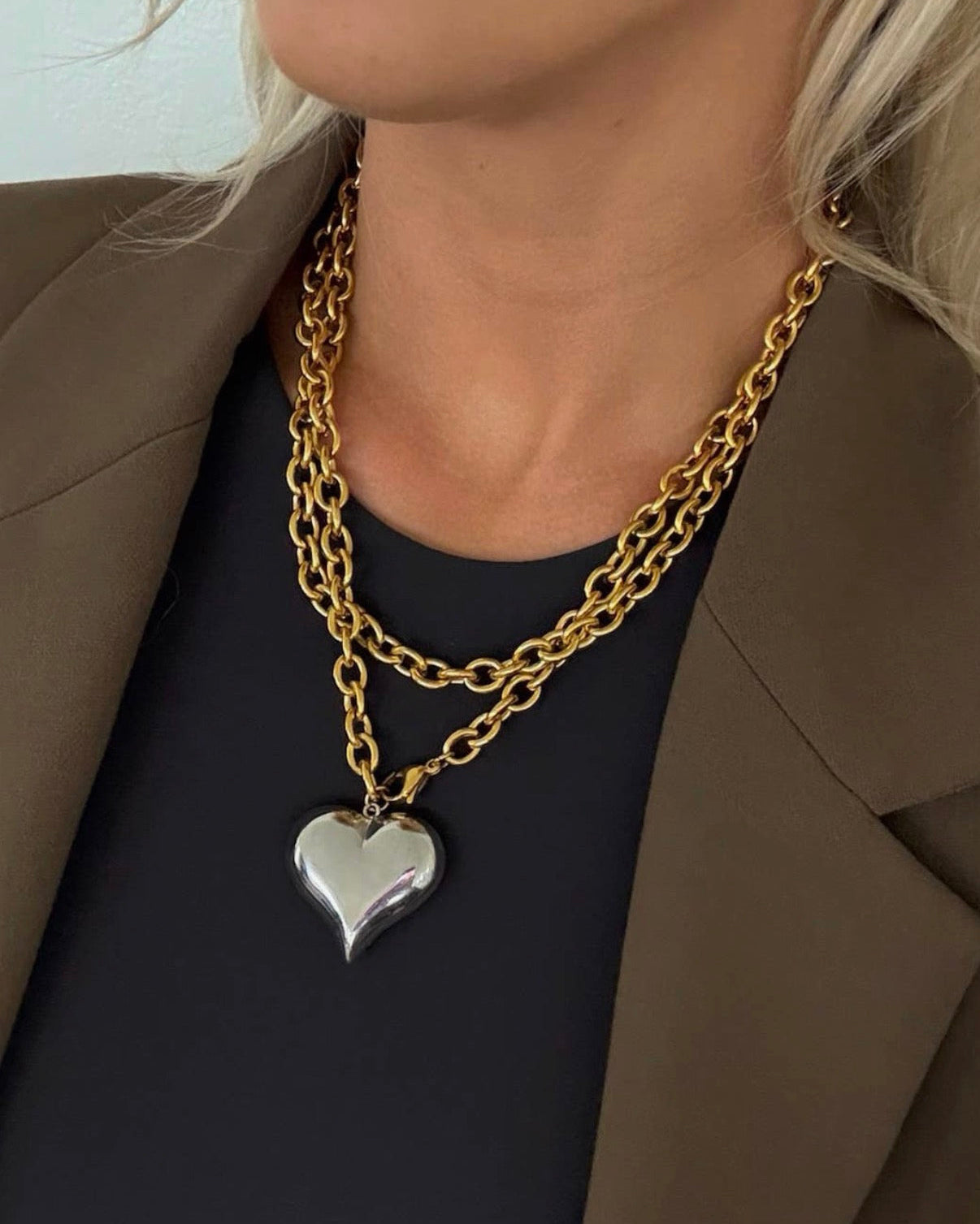Two toned heart necklace