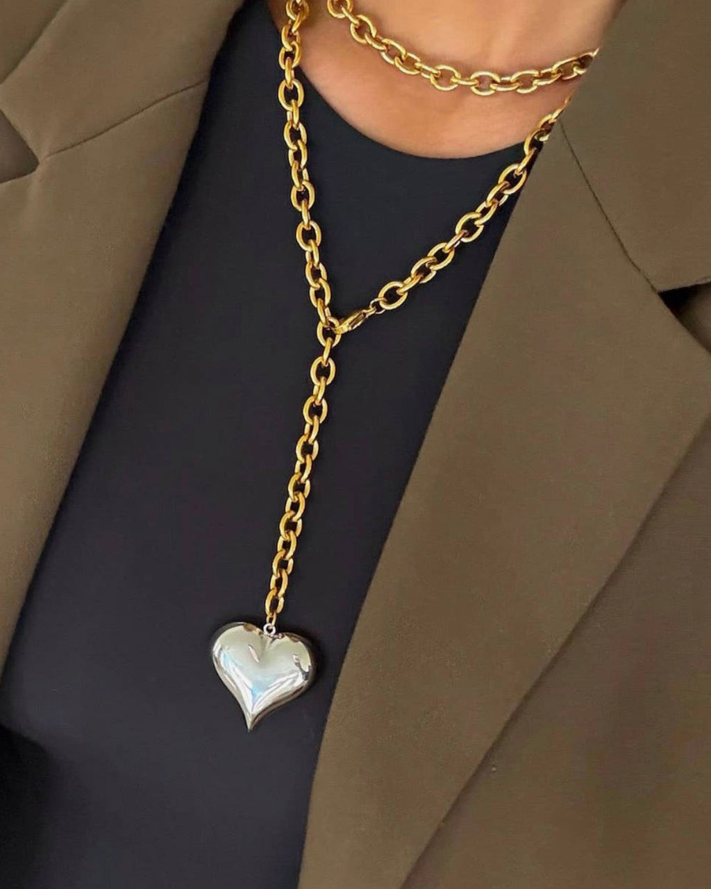 Two toned heart necklace
