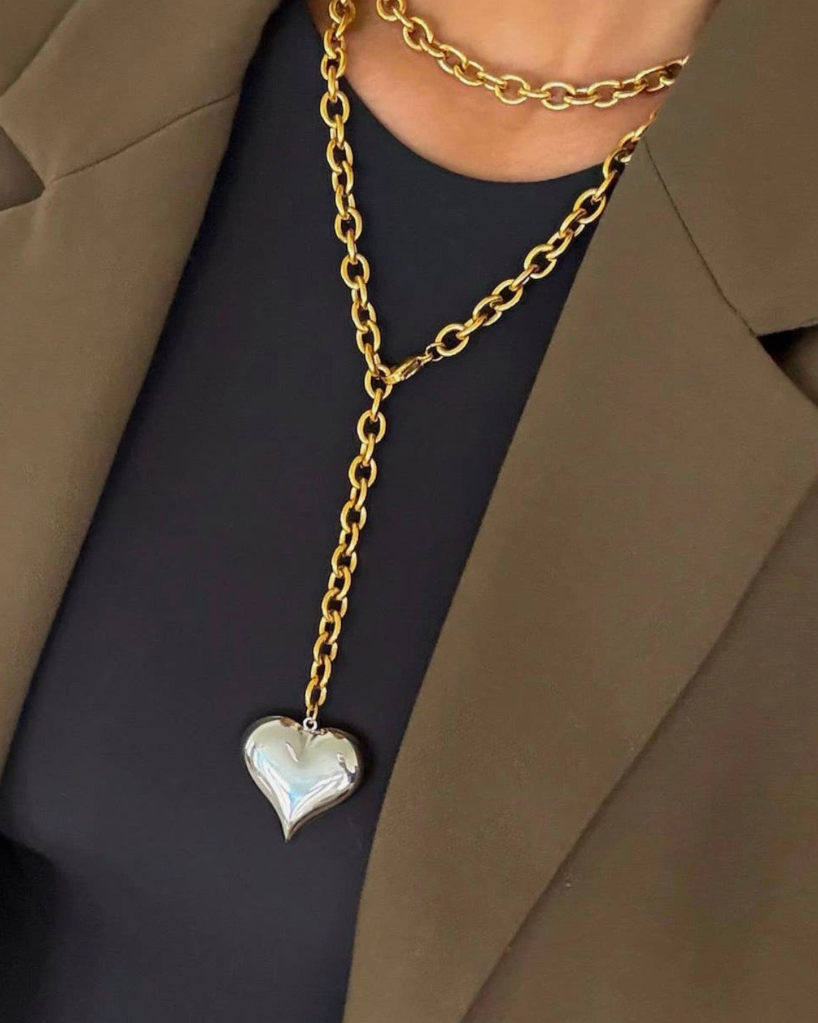 Two toned heart necklace