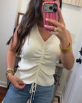 Ruched off white tank