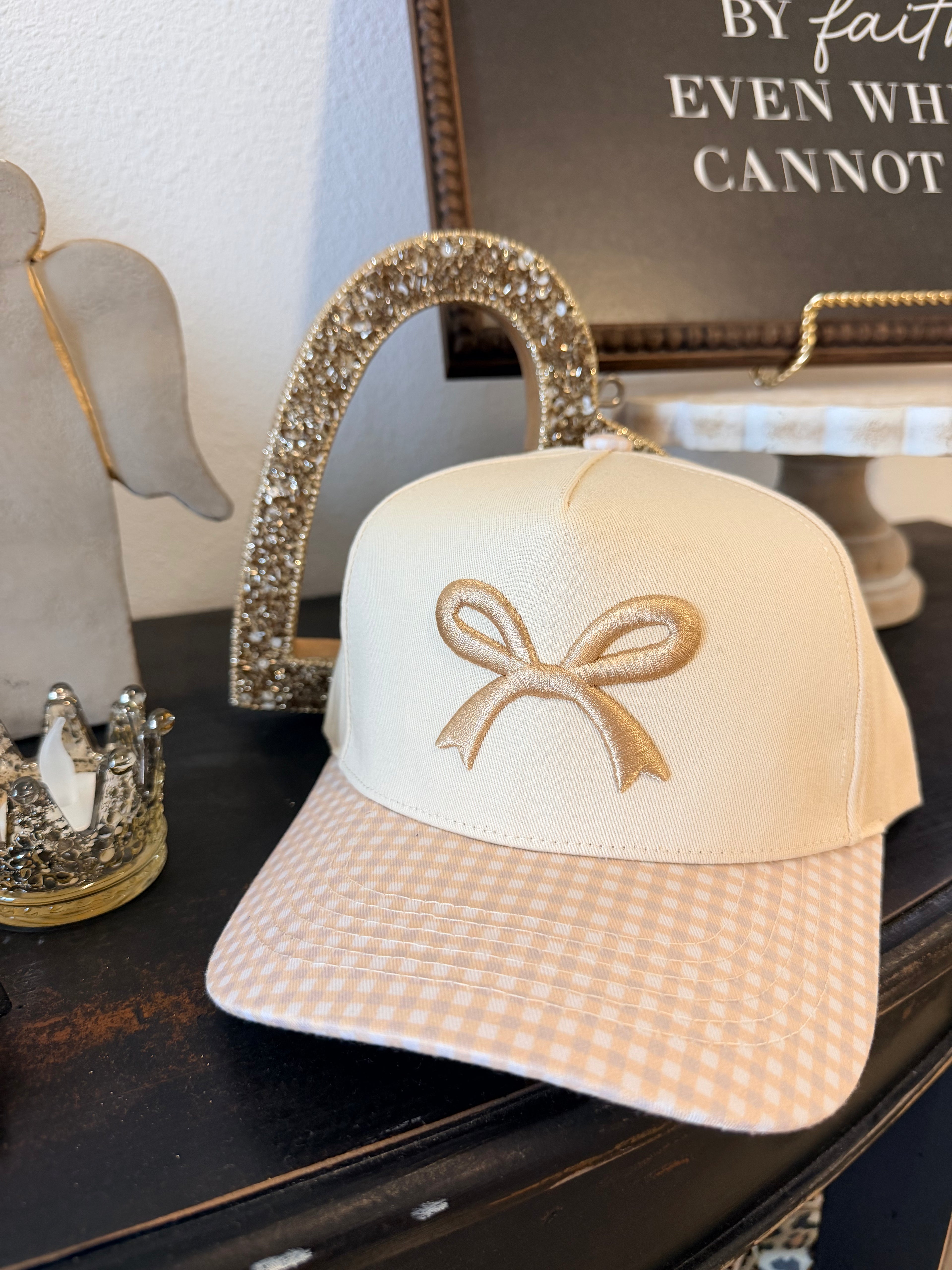Bow gingham hat